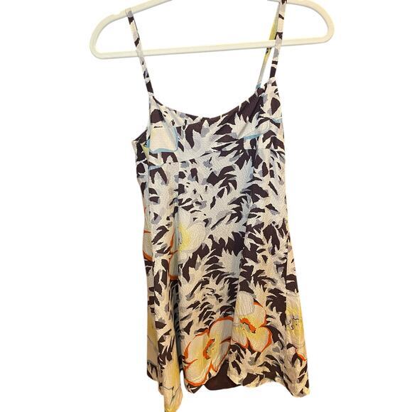 HD in Paris Anthropologie Women 2 Silk Dress Fern & Flower Flowy Slip Dress Boho - Picture 9 of 14